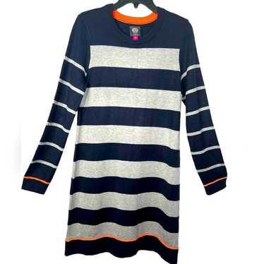 Vince Camuto Grey Black Striped Sweater Dress Siz… - image 1