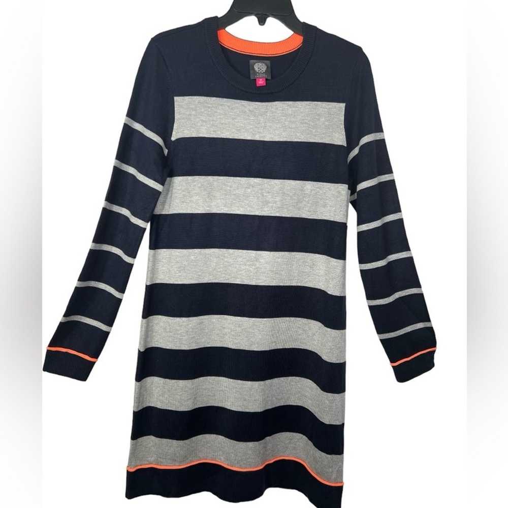 Vince Camuto Grey Black Striped Sweater Dress Siz… - image 3