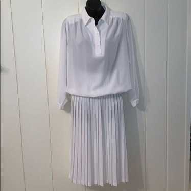 Vtg 80s DaRue white polyester 2 pc outfit