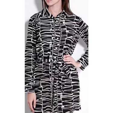 Trina Turk Geometric Print Silk/Cotton Shirt Dress