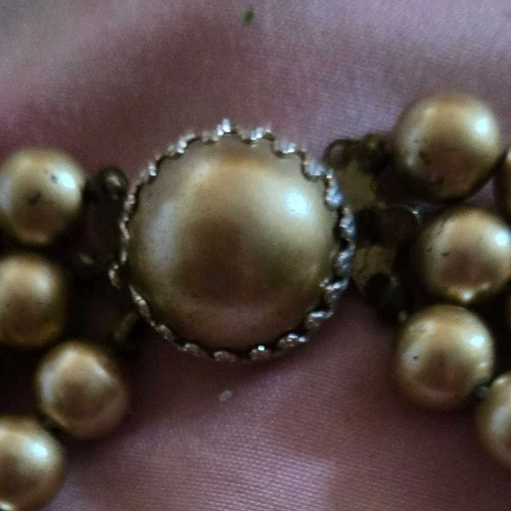 Vintage Double Strand Ivory Faux Pearls W/  match… - image 3