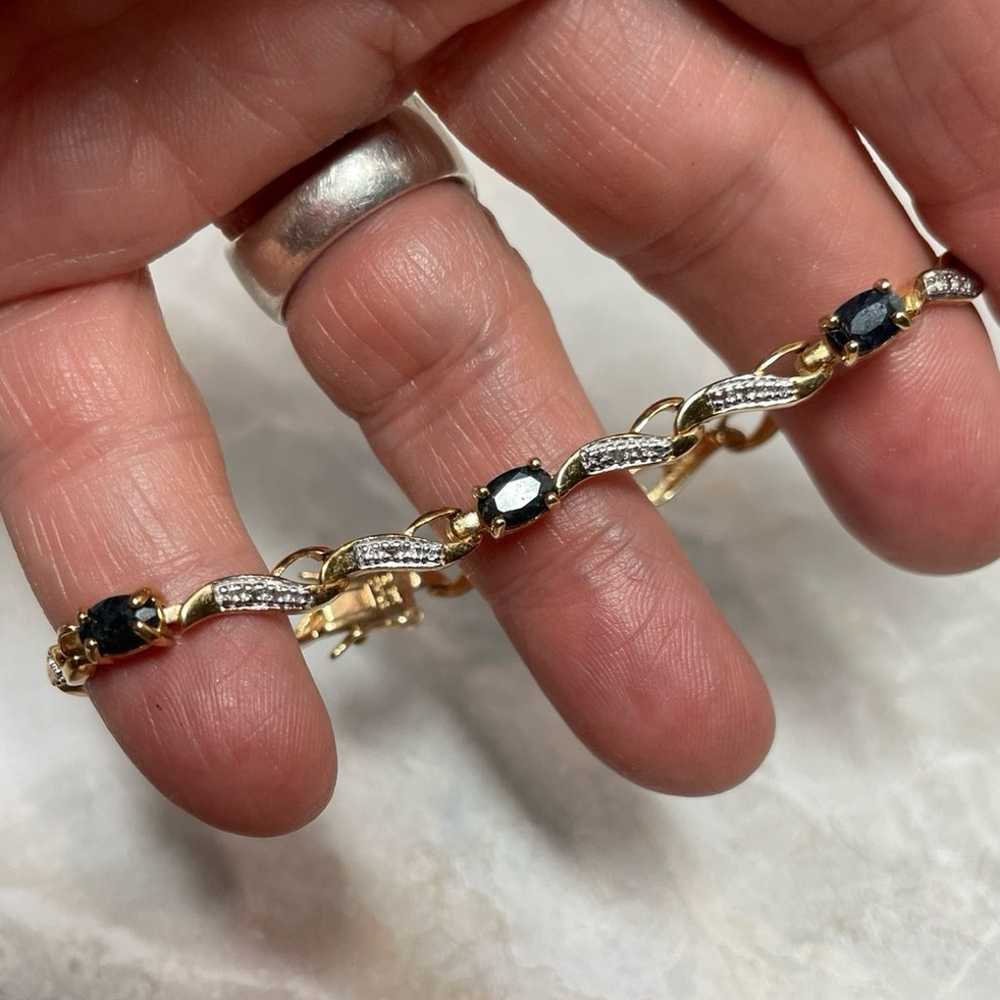 Sapphire Spinel and GP Sterling Bracelet - image 3