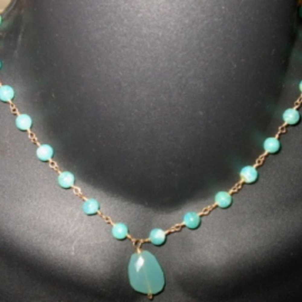 VINTAGE CHALCEDONY STERLING SILVER NECKLACE CHOKER - image 5