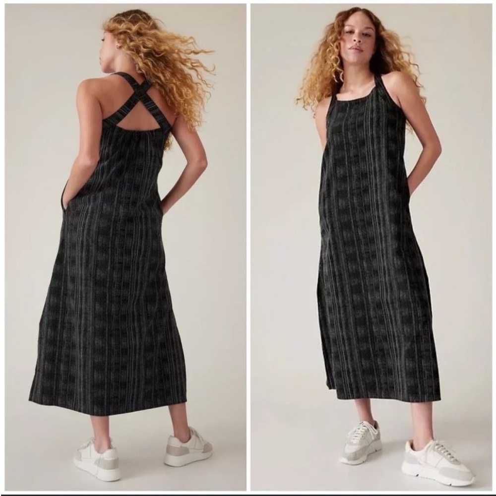 Athleta Arrival Amara Stripe Black Maxi Dress - image 1