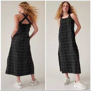 Athleta Arrival Amara Stripe Black Maxi Dress - image 1