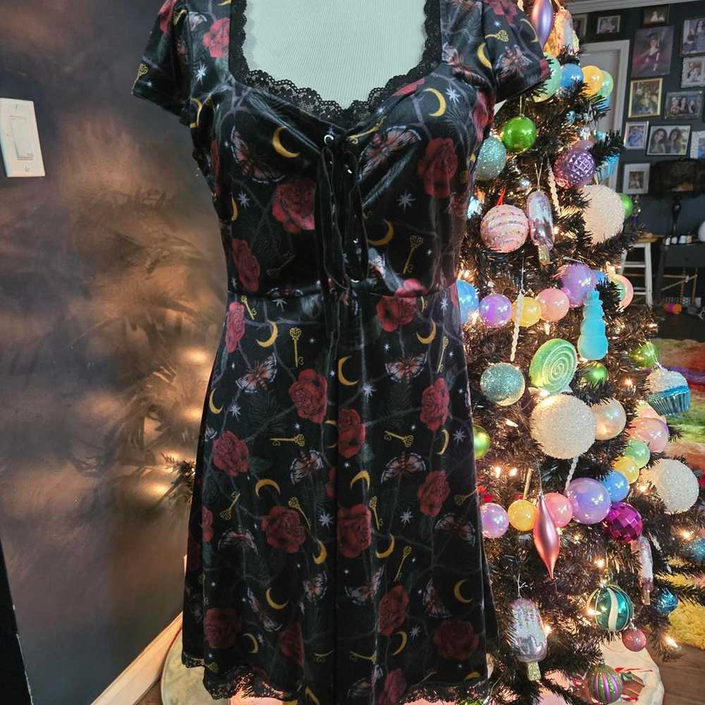 Killstar velvet roses butterflies and moons dress - image 2