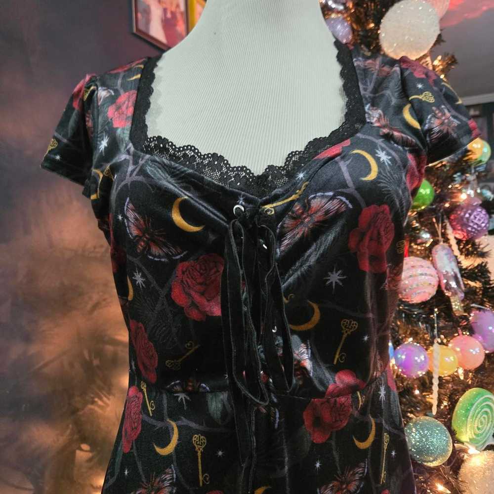 Killstar velvet roses butterflies and moons dress - image 3