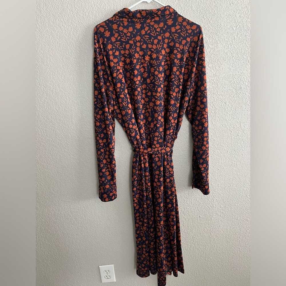 Eloquii Navy and Rust Long Sleeve Floral Button F… - image 5