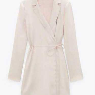 ZARA Satin-like Wrap Dress with Long Sleeves