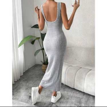 Fashion Nova Women's Grey Ribbed Knit Tank Dress M