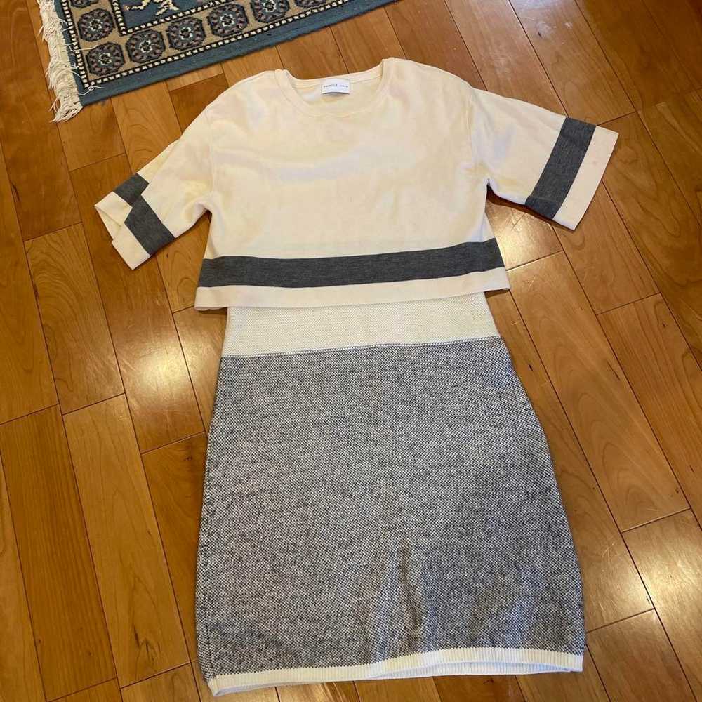 PRINGLE 1815 Knit Dress Short Sleeve White/Grey - image 1