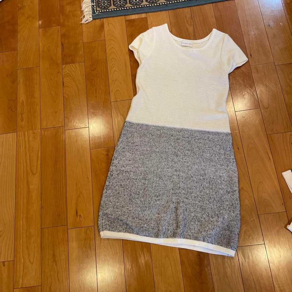 PRINGLE 1815 Knit Dress Short Sleeve White/Grey - image 4