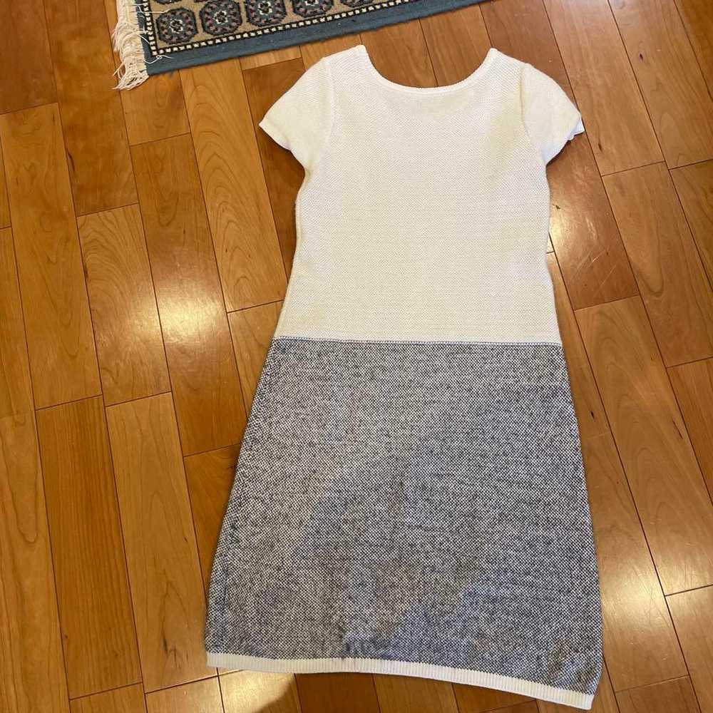 PRINGLE 1815 Knit Dress Short Sleeve White/Grey - image 5