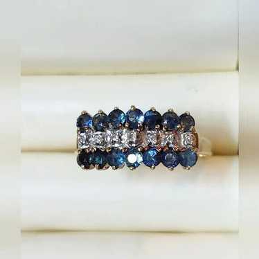 FINE NATURAL SAPPHIRE AND DIAMOND 10K YELLOW GOLD… - image 1