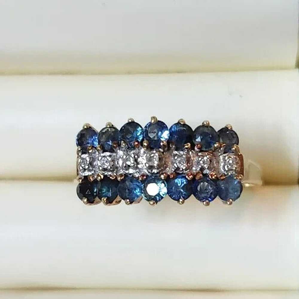 FINE NATURAL SAPPHIRE AND DIAMOND 10K YELLOW GOLD… - image 3