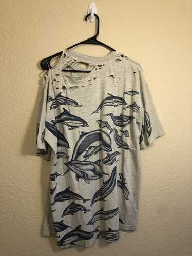 Vintage Thrashed Distressed Mexico Dolphin Faded T