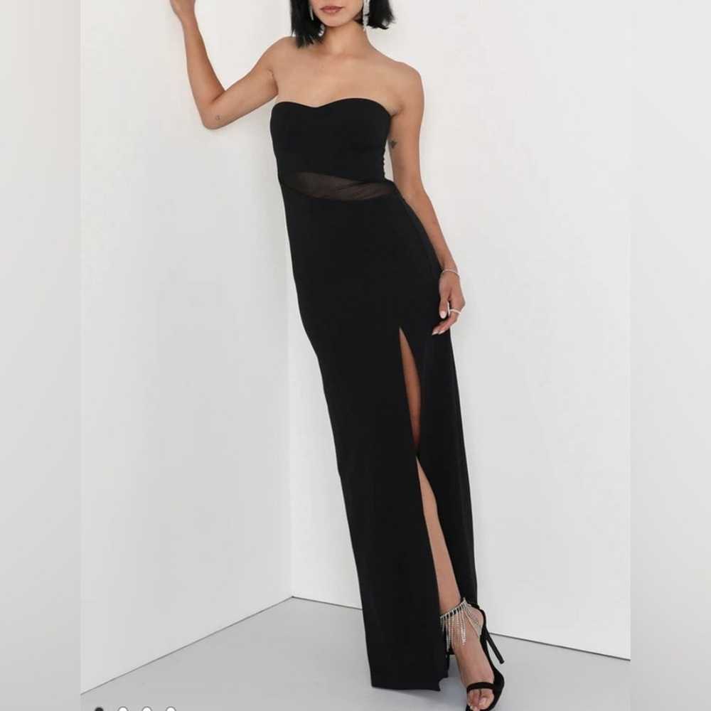 Elegant Icon Black Mesh Strapless Cutout Maxi Dre… - image 1