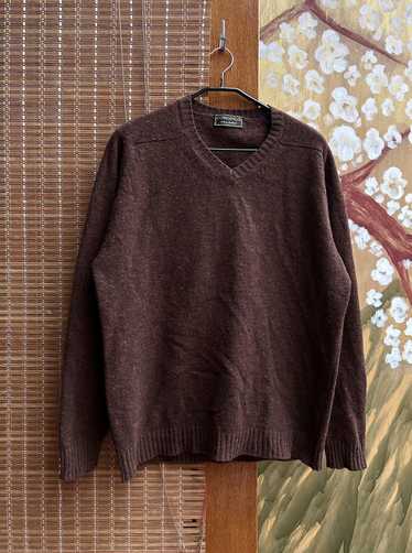 Vintage Cordings Piccadilly Wool Brown V-Neck Swe… - image 1