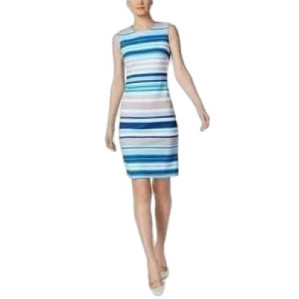 Calvin Klein Striped Scuba Sheath Dress - image 1