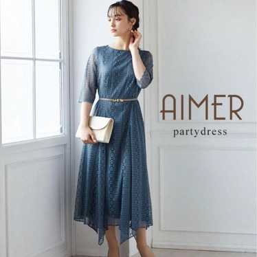 【Fast Shipping】AIMER Party Dress Dark Blue Lace