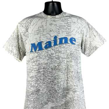 Fruit Of The Loom Vintage Maine State Map AOP Sou… - image 1