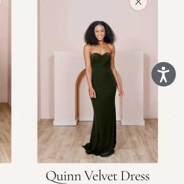 Olive green velvet dress