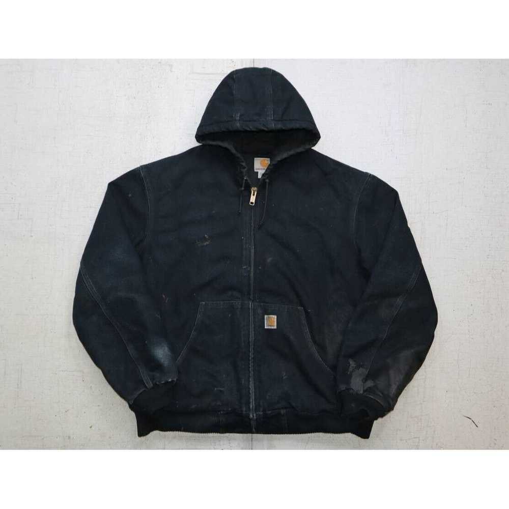 Carhartt Vintage 90s Carhartt Hooded Jacket Black… - image 1