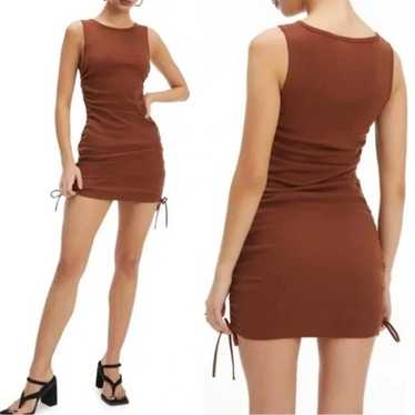 Good American Ruched Mini Dress in Brown Tortoise… - image 1