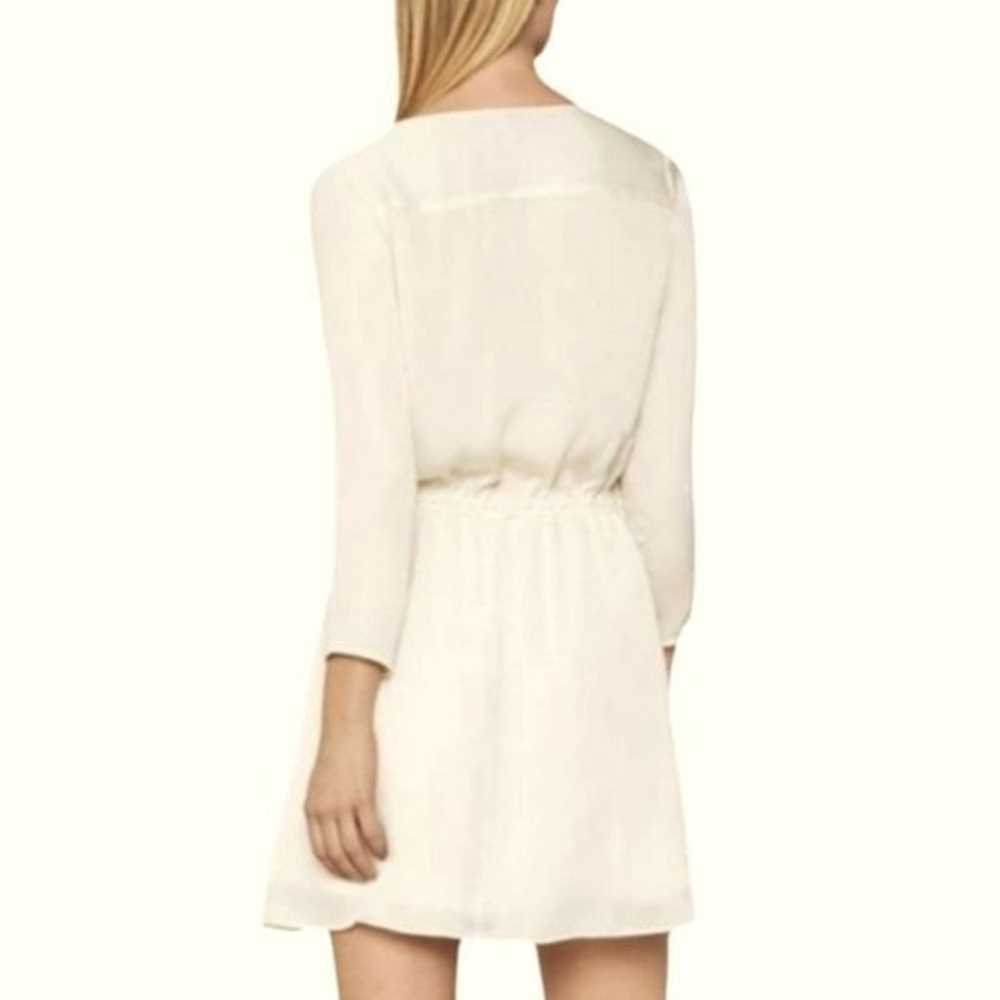 BCBGMaxAzria Cream Satin Draped Tie Waist Dress S… - image 3