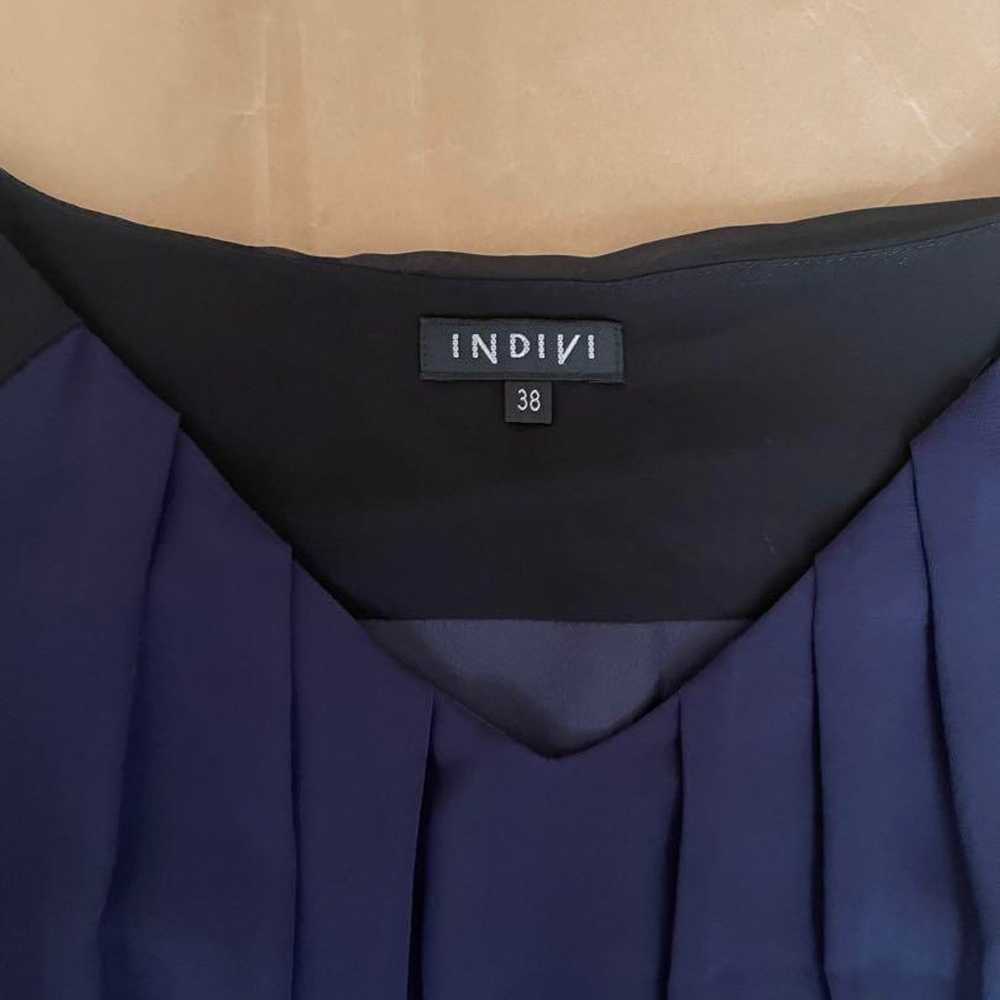 INDIVI Navy Pleated Sleeveless Dress M - image 2