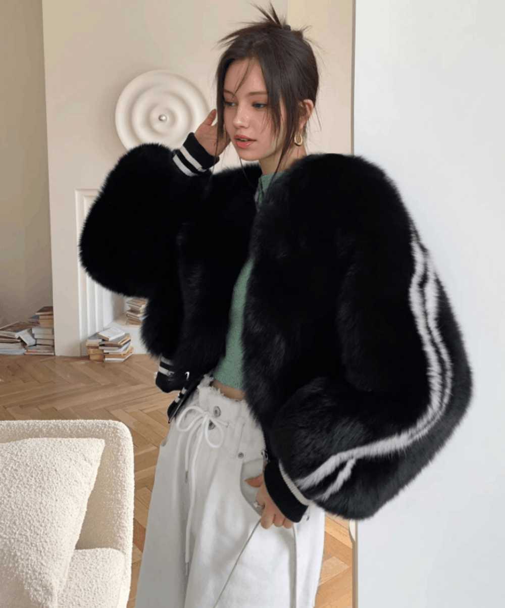 Mink Fur Coat Women's Brooklyn Fox Fur Bomber Jac… - image 4