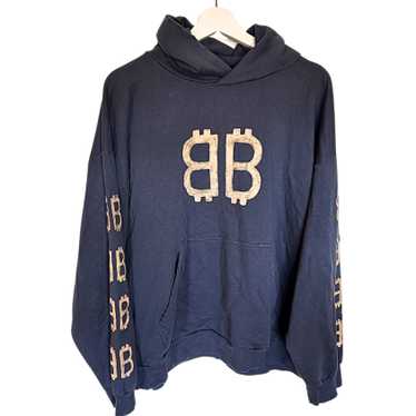 【BALENCIAGA】Washed Blue&Black☆コットン 長袖 ロゴ パーカー ☆大人気【BALENCIAGA】コットンスウェットパーカー WashBlack