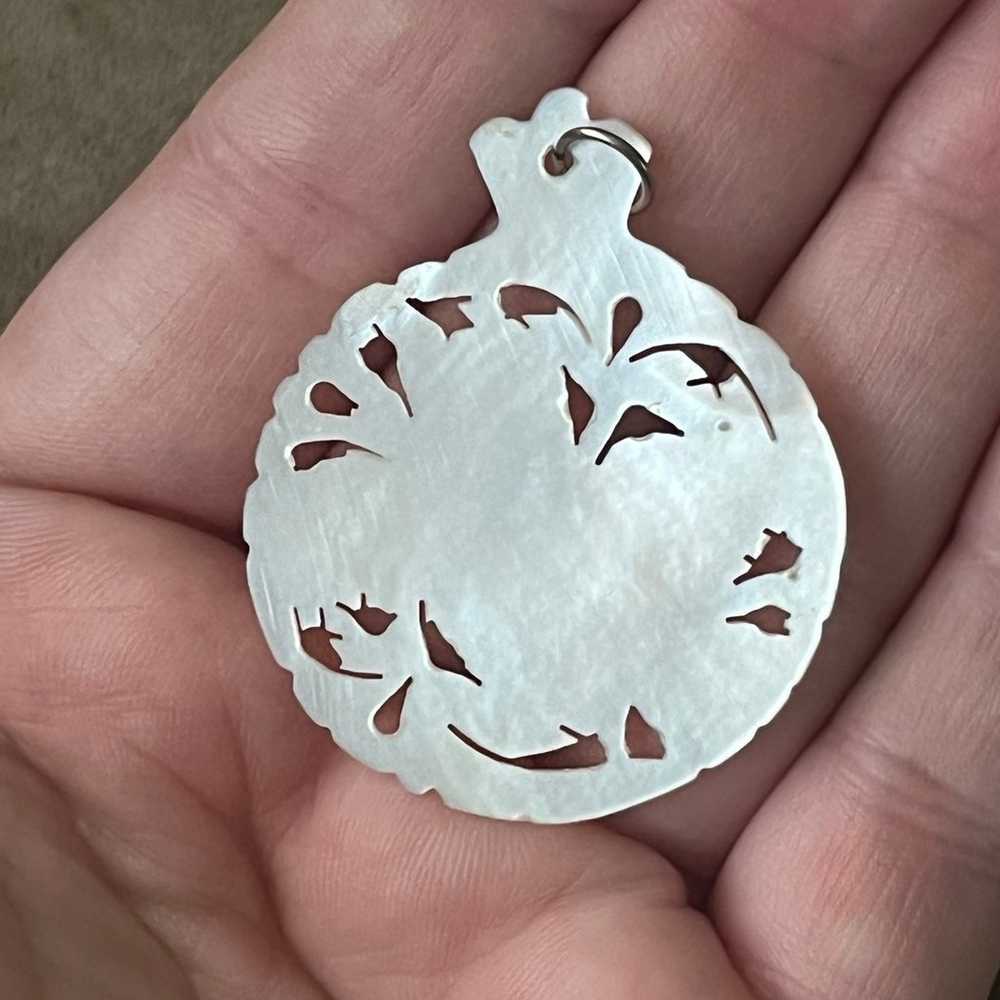 Mother of Pearl carved bird pendant - image 2