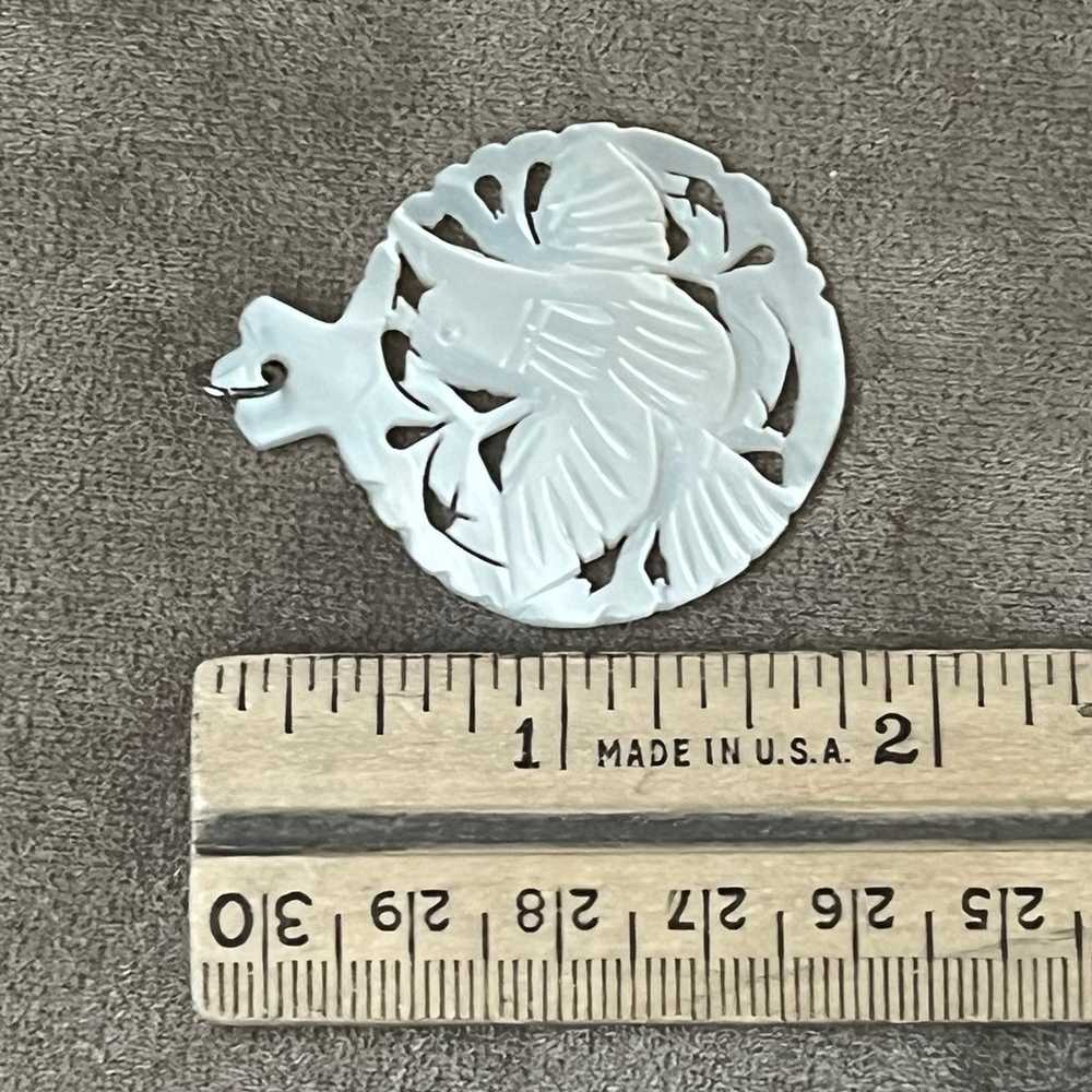 Mother of Pearl carved bird pendant - image 3