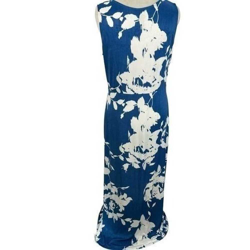 Clara Sun Woo White Blue Floral Dress Plunge V-Ne… - image 6