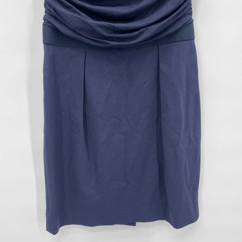 SHOSHANNA Navy Boatneck Draped Ruched Formal Dres… - image 5