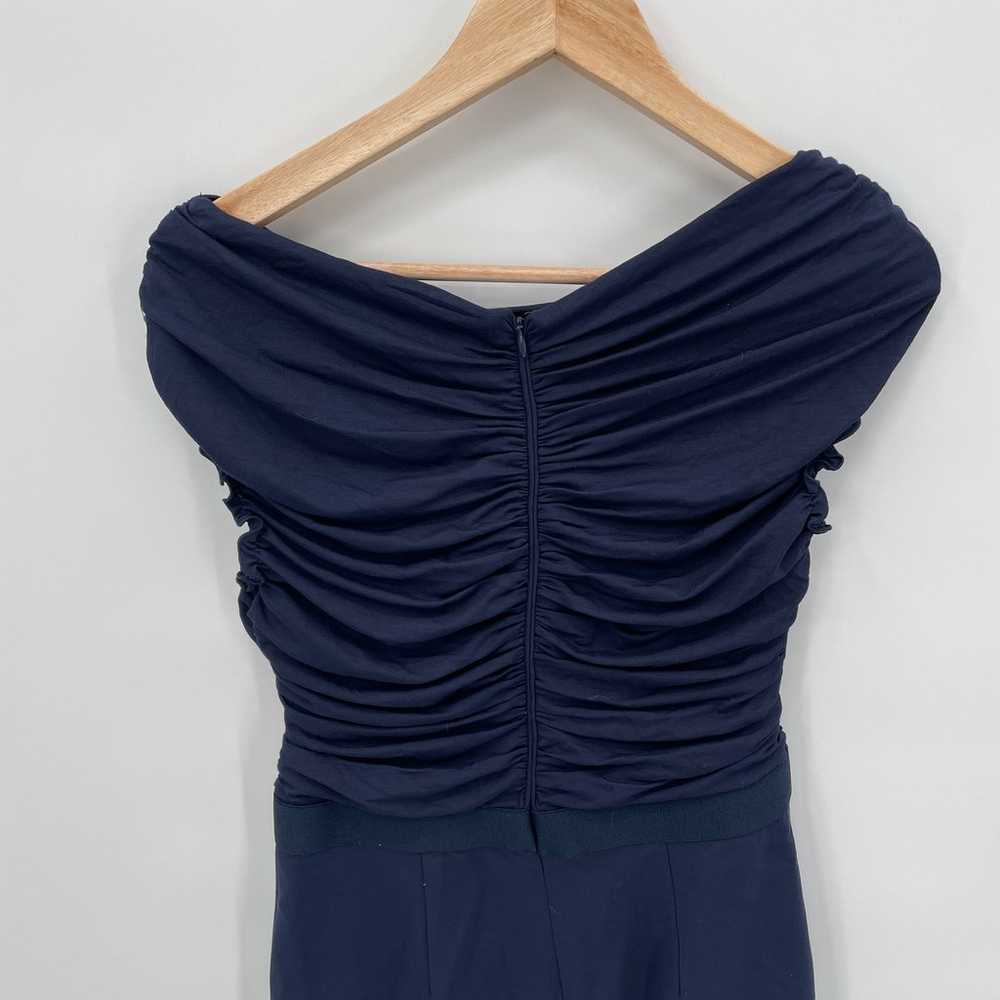 SHOSHANNA Navy Boatneck Draped Ruched Formal Dres… - image 6