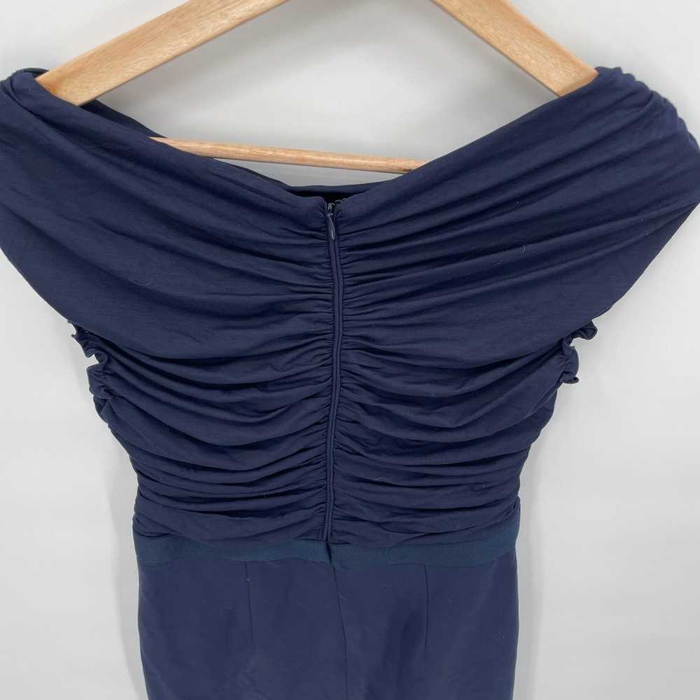 SHOSHANNA Navy Boatneck Draped Ruched Formal Dres… - image 7