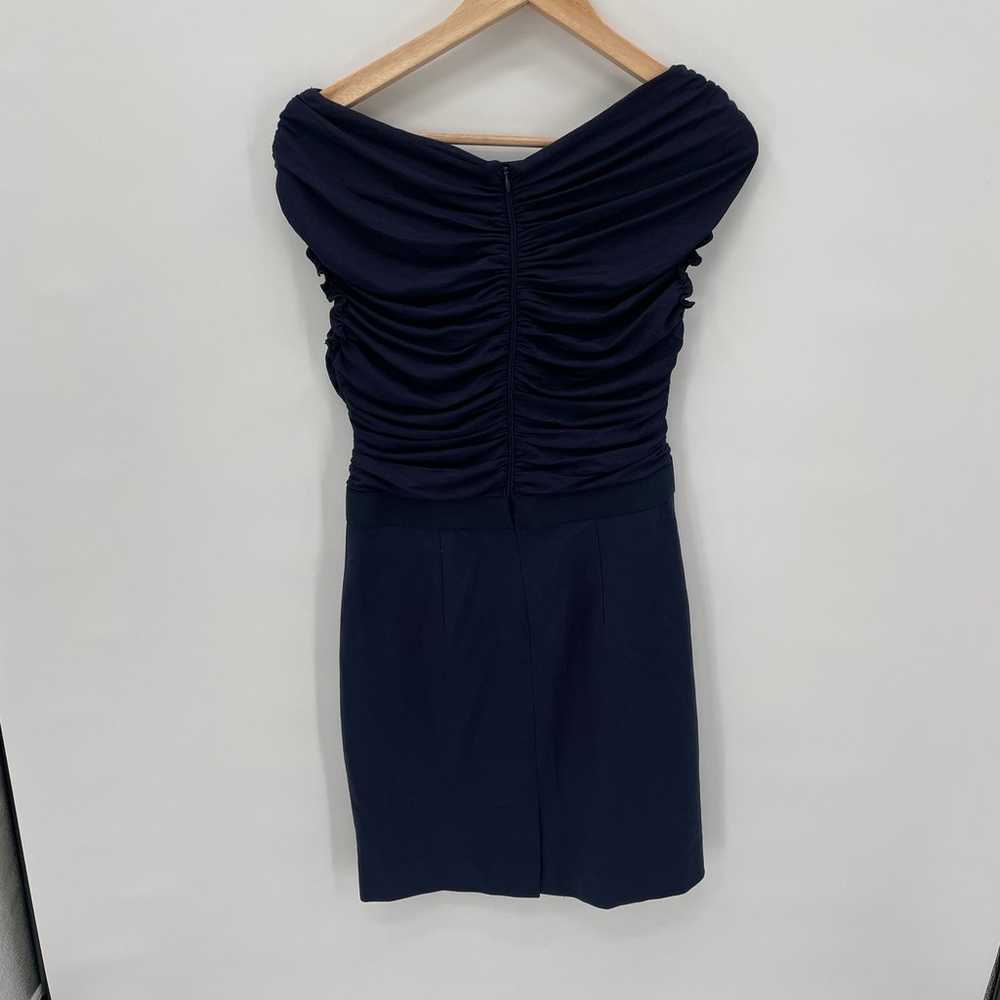 SHOSHANNA Navy Boatneck Draped Ruched Formal Dres… - image 8