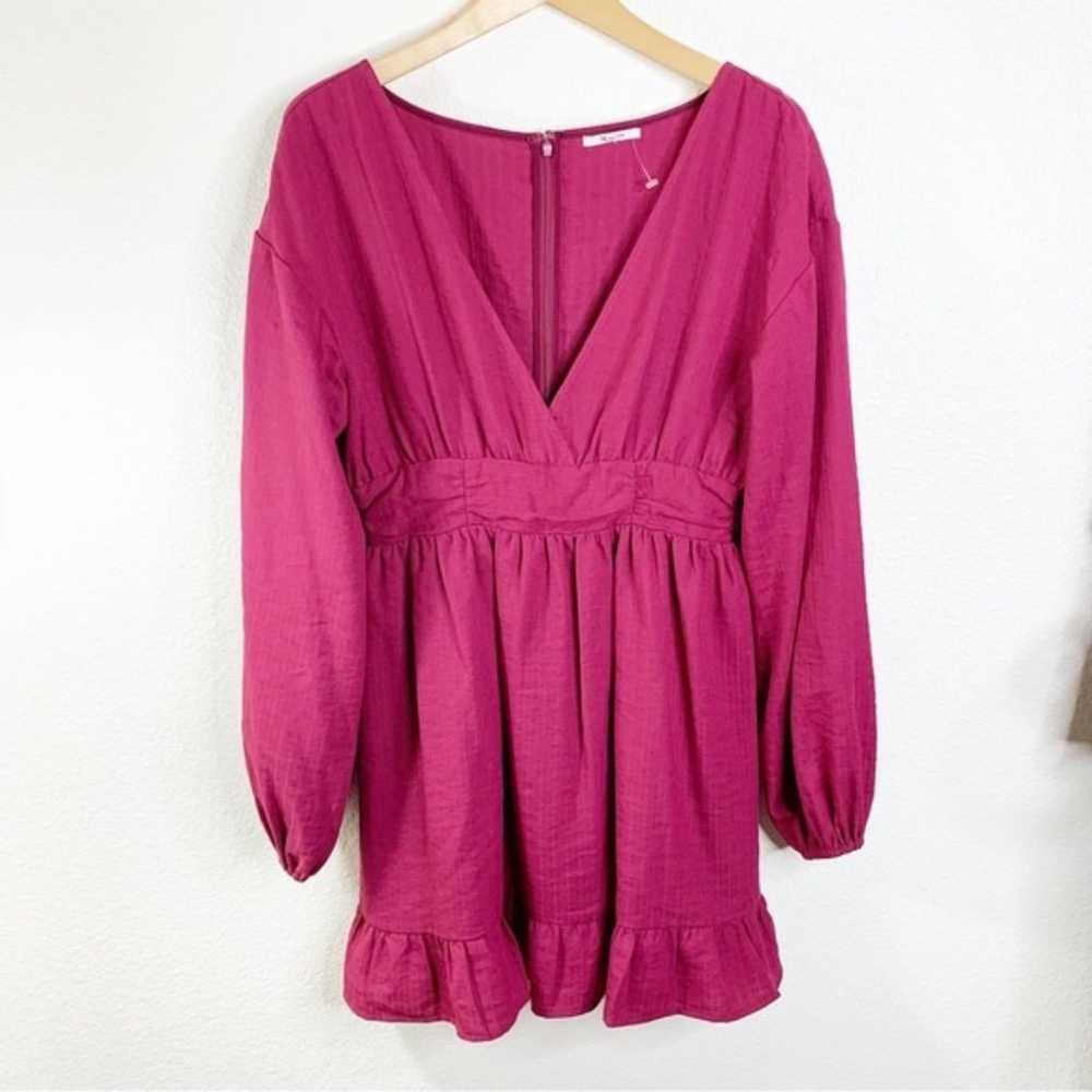 Tularosa Burgundy V-neck Long Sleeve Mini Dress S… - image 1