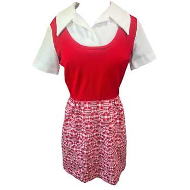 Vintage 60s Brook Hollow Red White Checkered A Li… - image 1