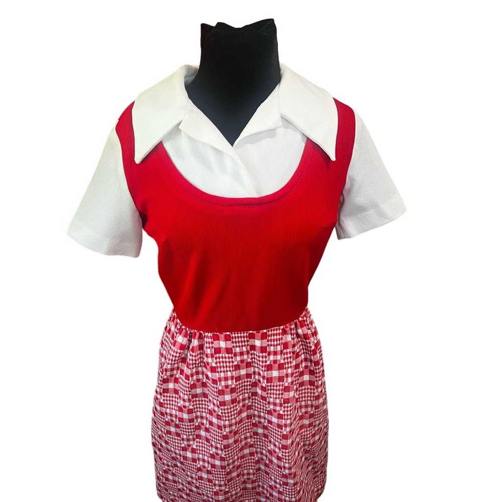 Vintage 60s Brook Hollow Red White Checkered A Li… - image 3