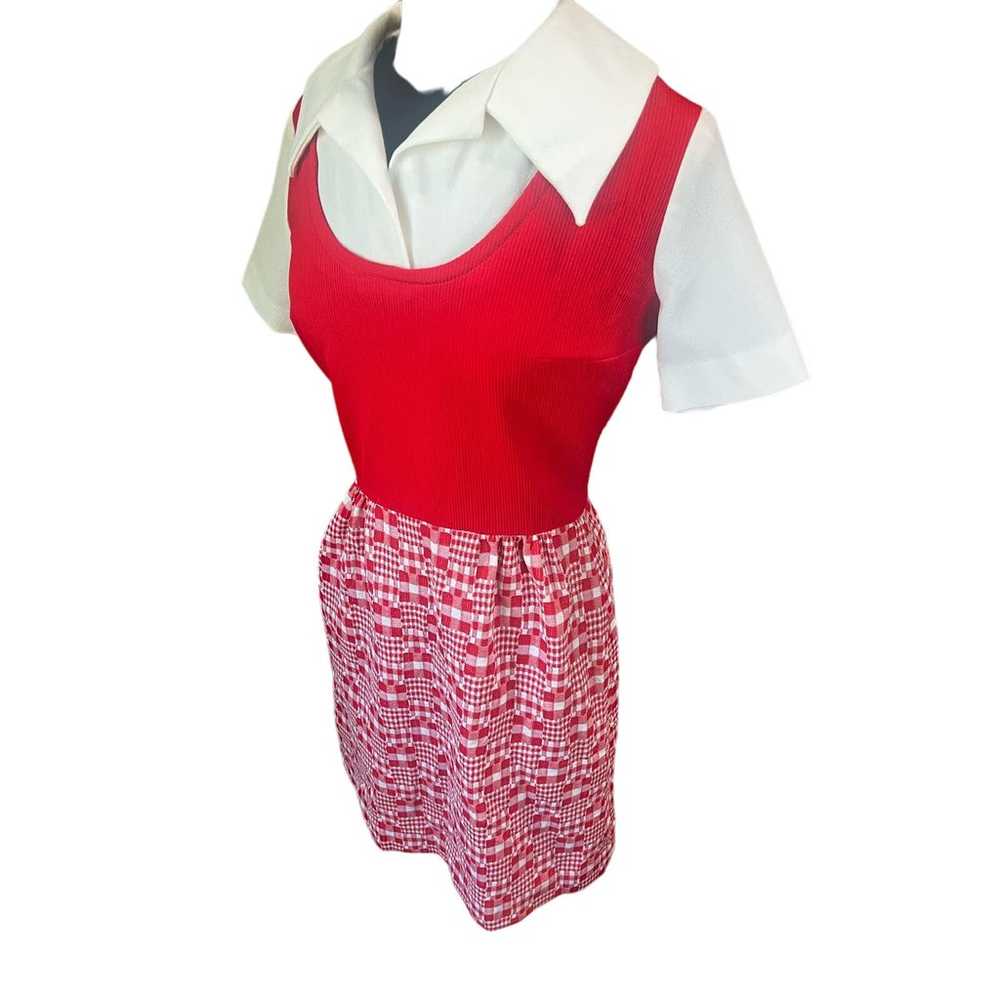 Vintage 60s Brook Hollow Red White Checkered A Li… - image 5