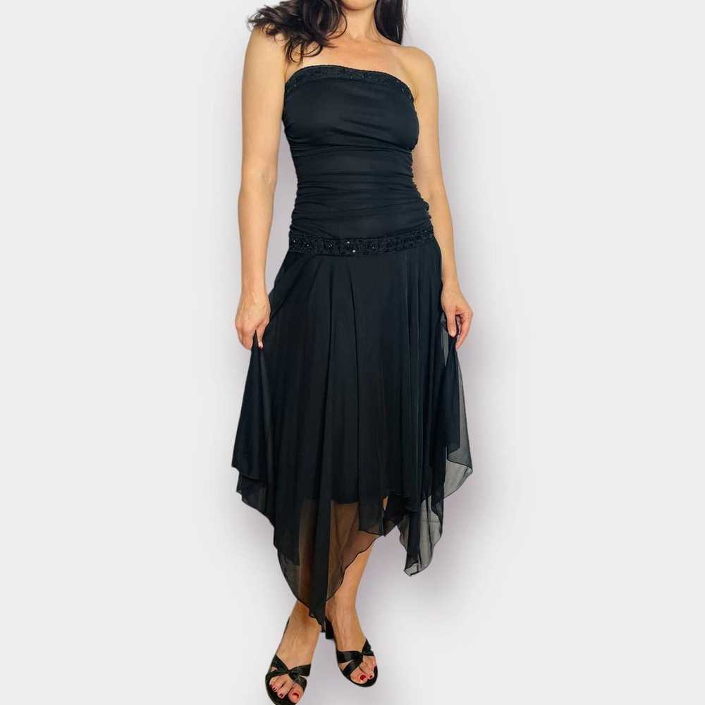 Y2K Dressbarn Black Strapless Party Dress - image 4