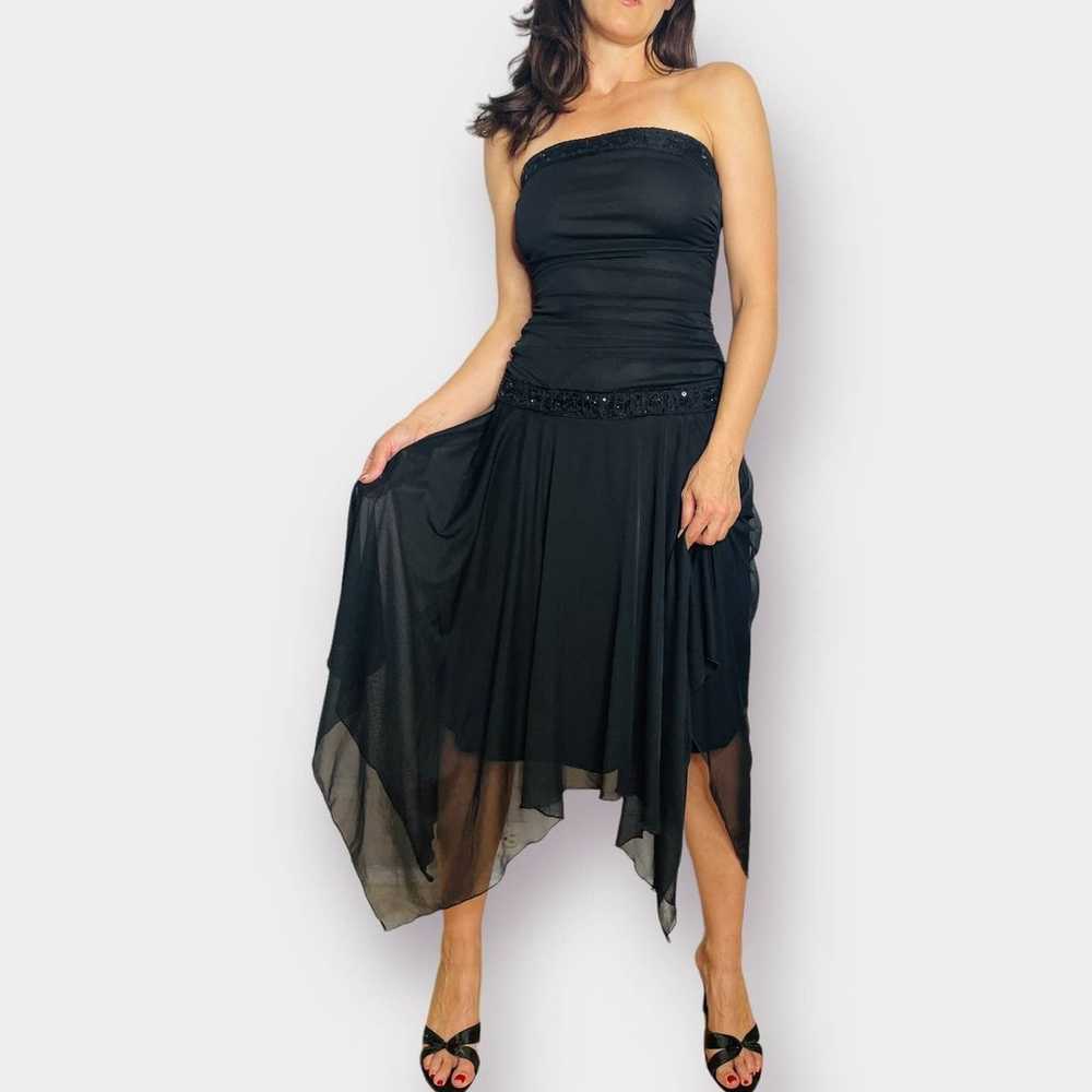 Y2K Dressbarn Black Strapless Party Dress - image 5