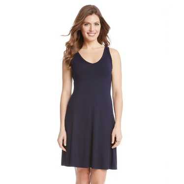 Karen Kane top Womens A Line Dress Navy Blue Stretch Midi Sleeveless XL New