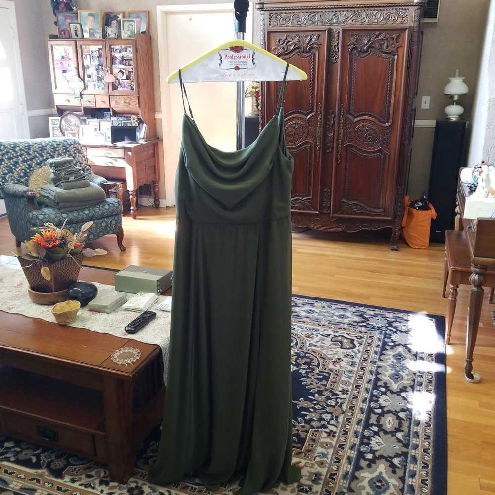 Bridesmaid dress>size 16> Martini Olive >>cowl ne… - image 5