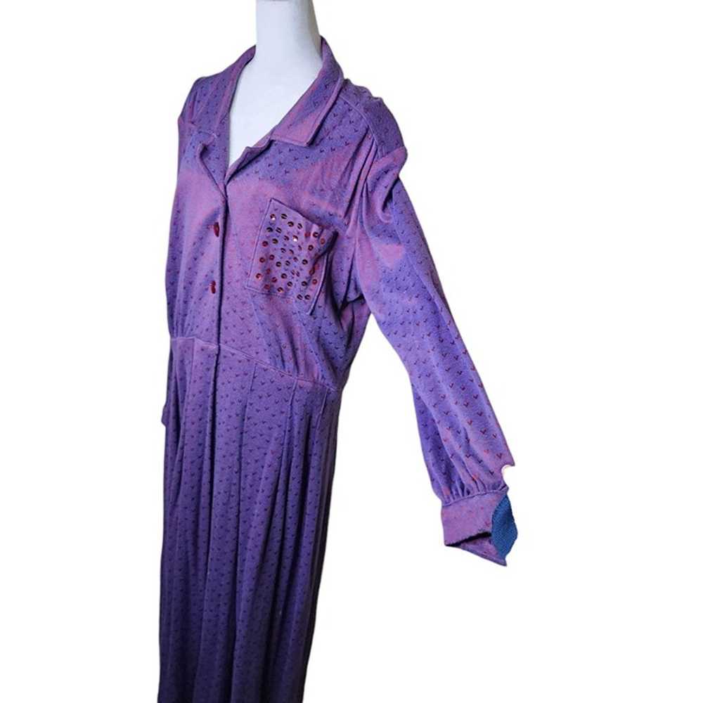 Vintage 80s Long Sleeve Maxi Shirt Dress Women 2X… - image 2