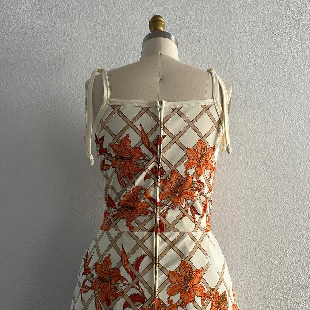 70s Alfred Shaheen Orange Floral Dress - image 3