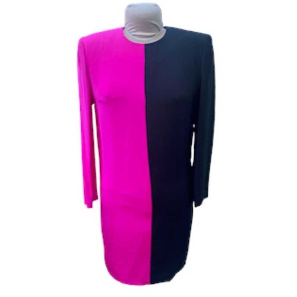 Steven Stolman Color Block Silk Cocktail Dress Li… - image 1